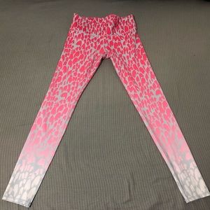 ALO yoga Pink Airbrush Ombré Leggings Performance Mid Rise Full Length 28” Small